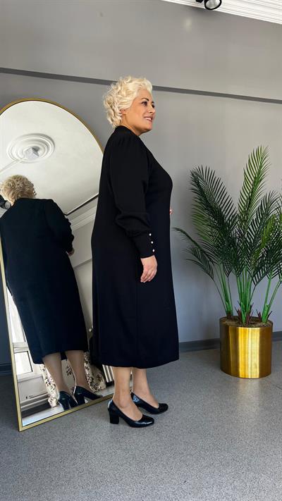 Selma Büyük Beden Triko Taş Detaylı Elbise