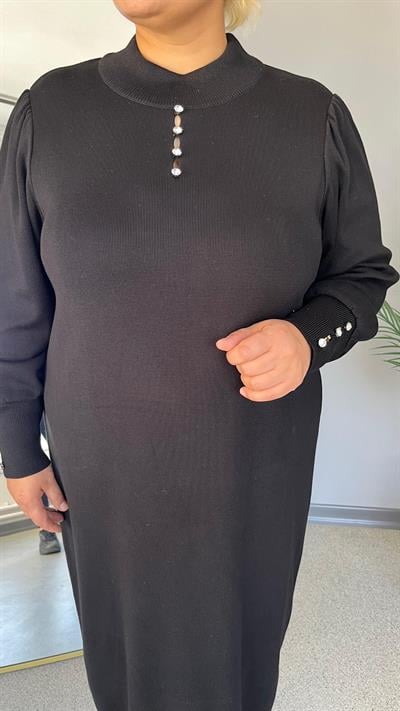 Selma Büyük Beden Triko Taş Detaylı Elbise