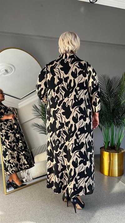 Selma Büyük Beden Triko Yakalı Yarım Patlı Elbise