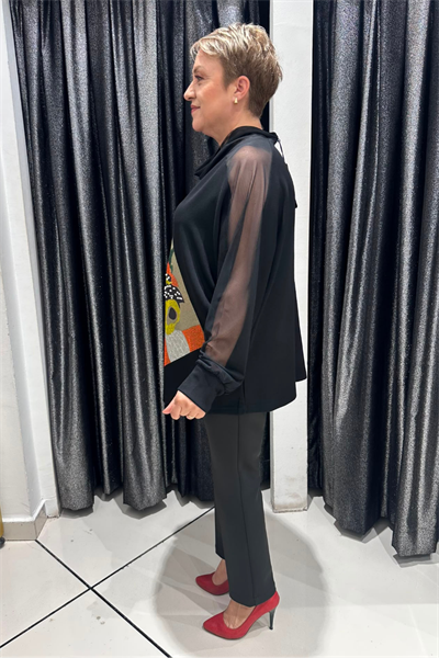 Selma Büyük Beden Tül Detaylı Örme Bluz