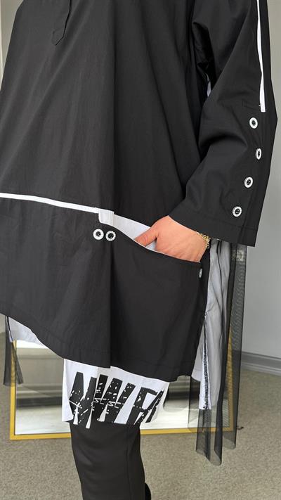 Selma Büyük Beden Tül Detaylı Tasarım Tunik