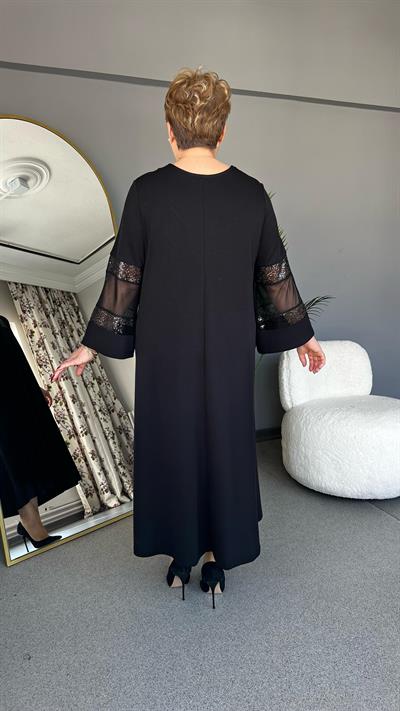 Selma Büyük Beden Tül Ve Taş Detaylı Elbise