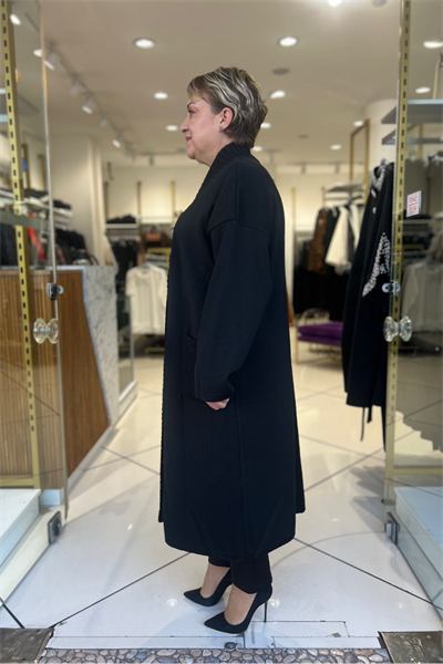 Selma Büyük Beden Uzun Düz Kesim Hırka