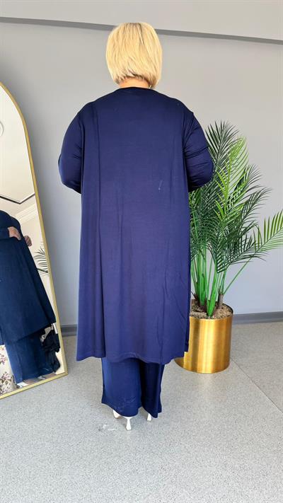 Selma Büyük Beden Uzun Kollu Rahat Kesim Astarsız İçlik Elbise