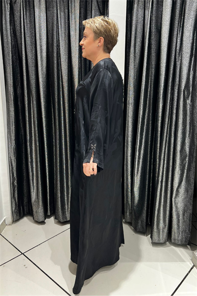 Selma Büyük Beden Uzun Siyah Şık Elbise