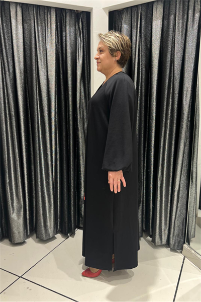 Selma Büyük Beden V Yaka Çiçekli Uzun Elbise