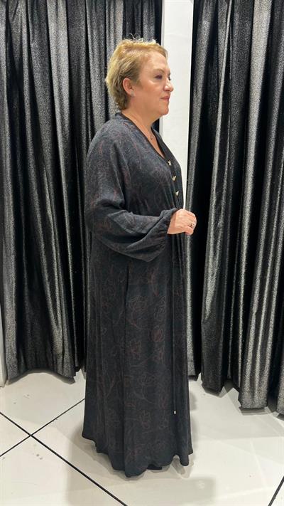 Selma Büyük Beden V Yaka Desenli Günlük Elbise