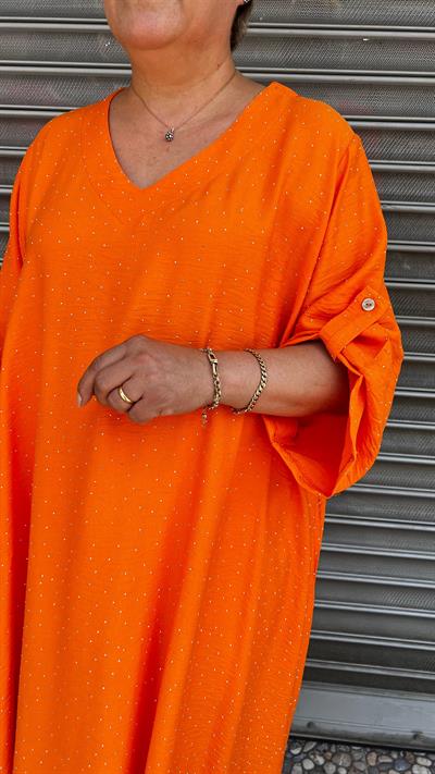 Selma Büyük Beden V Yaka Puantiyeli Elbise