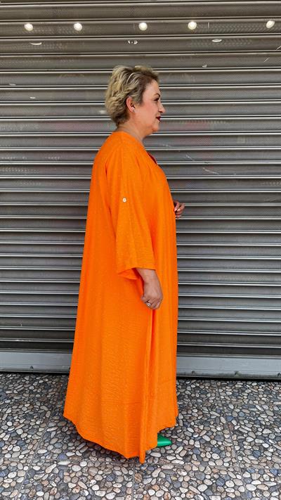 Selma Büyük Beden V Yaka Puantiyeli Elbise