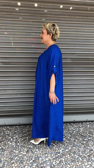 Selma Büyük Beden V Yaka Puantiyeli Elbise