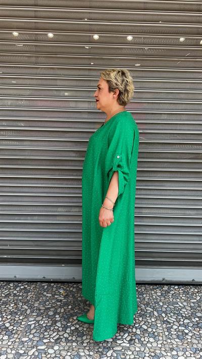 Selma Büyük Beden V Yaka Puantiyeli Elbise