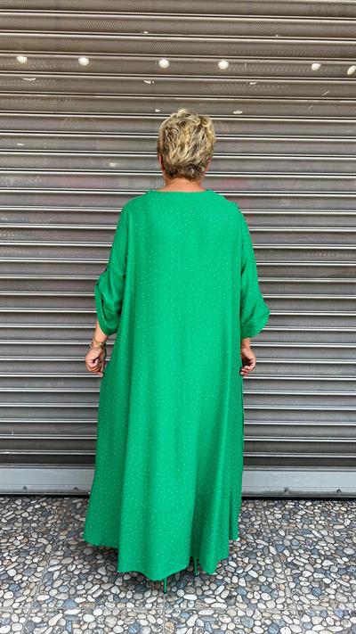 Selma Büyük Beden V Yaka Puantiyeli Elbise