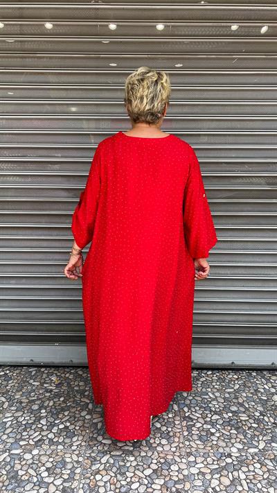 Selma Büyük Beden V Yaka Puantiyeli Elbise