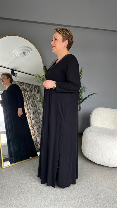 Selma Büyük Beden V Yakalı Elbise