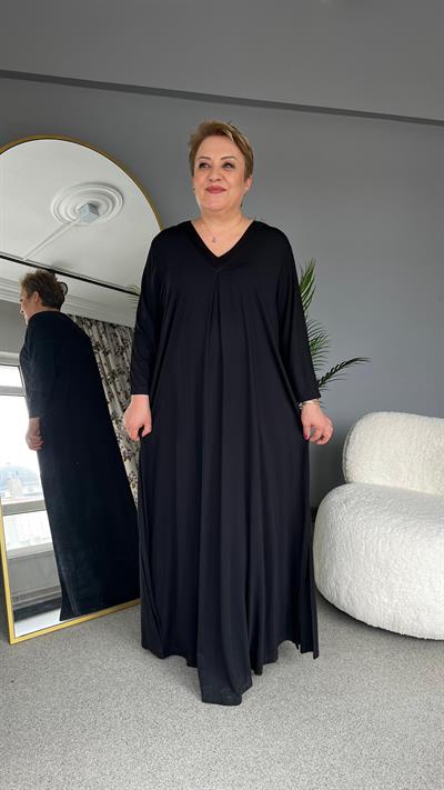 Selma Büyük Beden V Yakalı Elbise
