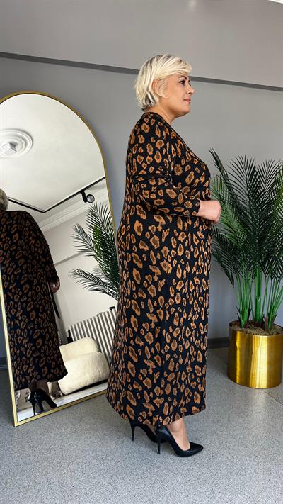 Selma Büyük Beden V Yakalı Kruvaze Görünümlü Elbise