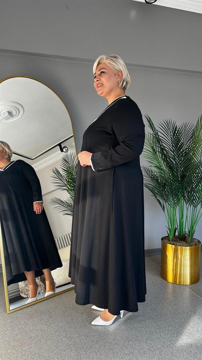 Selma Büyük Beden V Yakalı Kuplu Spor Elbise