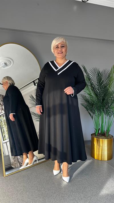 Selma Büyük Beden V Yakalı Kuplu Spor Elbise