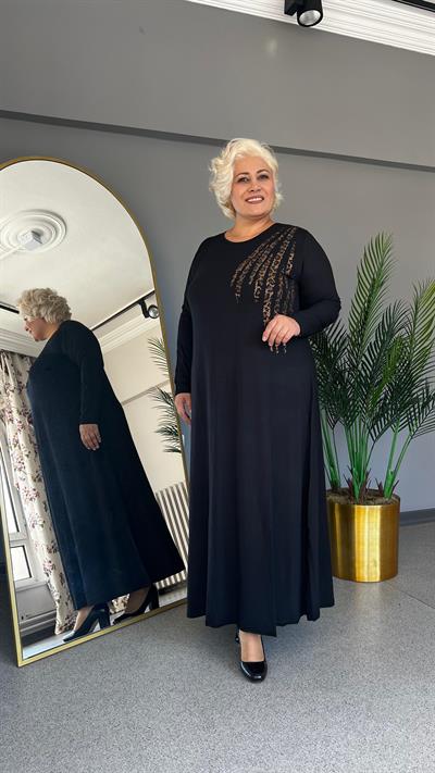 Selma Büyük Beden viskon Taşlı Elbise