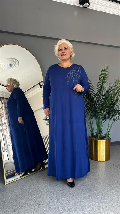 Selma Büyük Beden viskon Taşlı Elbise