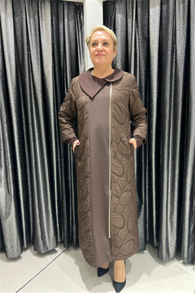 Selma Büyük Beden Yaka Detaylı Kapitone Kap