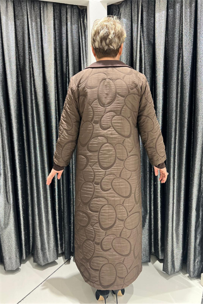 Selma Büyük Beden Yaka Detaylı Kapitone Kap