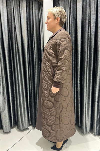 Selma Büyük Beden Yaka Detaylı Kapitone Kap