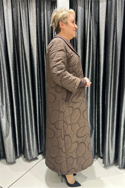 Selma Büyük Beden Yaka Detaylı Kapitone Kap