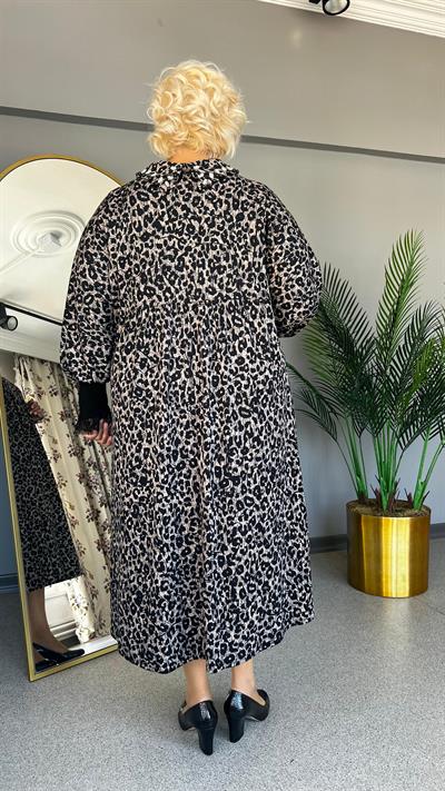 Selma Büyük Beden Yakası Taşlı Elbise