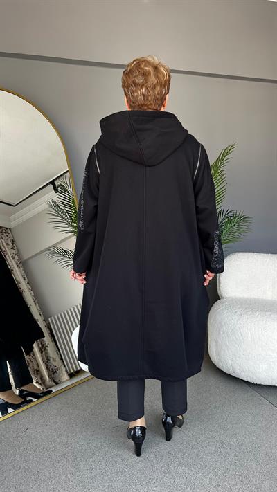 Selma Büyük Beden Yama Desenli Hırka/Yelek