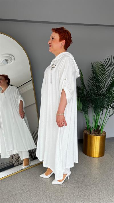 Selma Büyük Beden Yapıştırma Taş Detaylı Tunik/Elbise