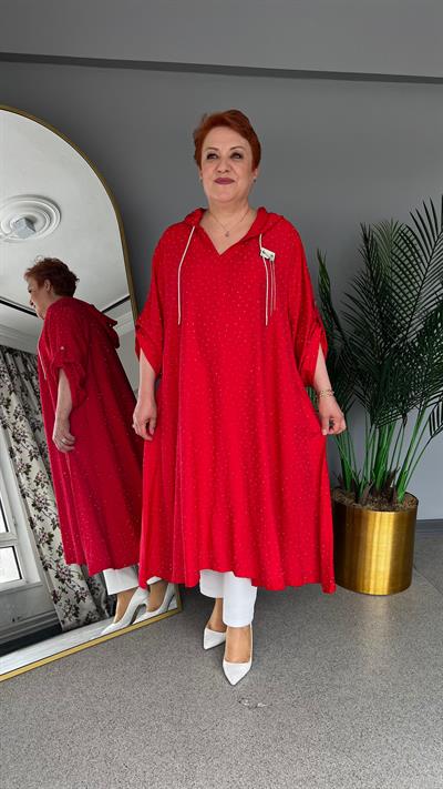 Selma Büyük Beden Yapıştırma Taş Detaylı Tunik/Elbise