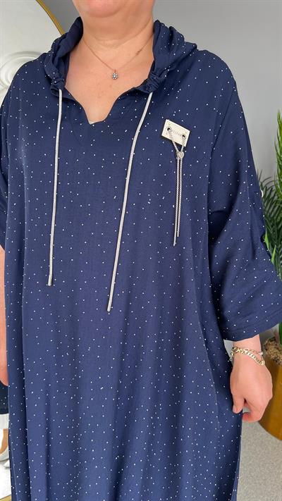 Selma Büyük Beden Yapıştırma Taş Detaylı Tunik/Elbise