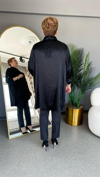 Selma Büyük Beden Yapıştırma Taş Detaylı Gömlek