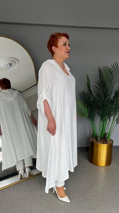 Selma Büyük Beden Yapıştırma Taş Detaylı Tunik/Elbise