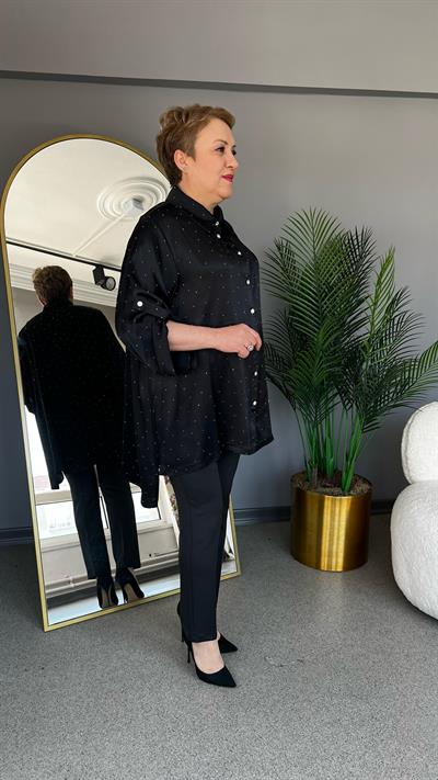 Selma Büyük Beden Yapıştırma Taş Detaylı Gömlek