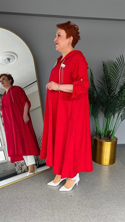 Selma Büyük Beden Yapıştırma Taş Detaylı Tunik/Elbise