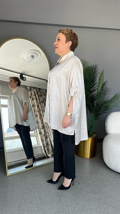 Selma Büyük Beden Yapıştırma Taş Detaylı Gömlek