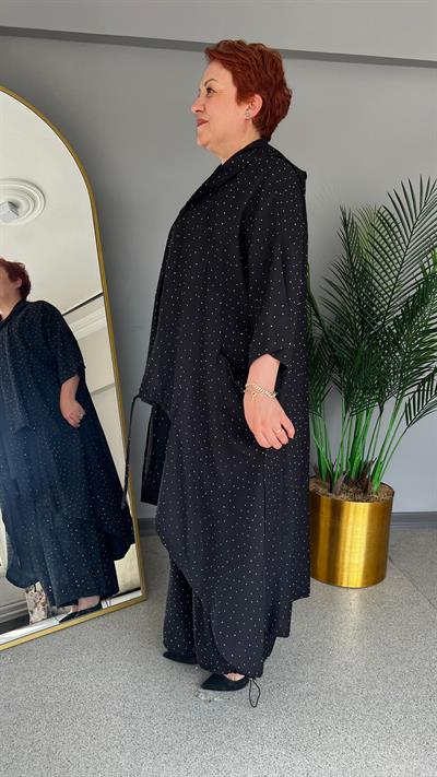 Selma Büyük Beden Yapıştırma Taş Detaylı Takım