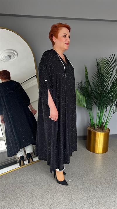 Selma Büyük Beden Yapıştırma Taş Detaylı Tunik/Elbise