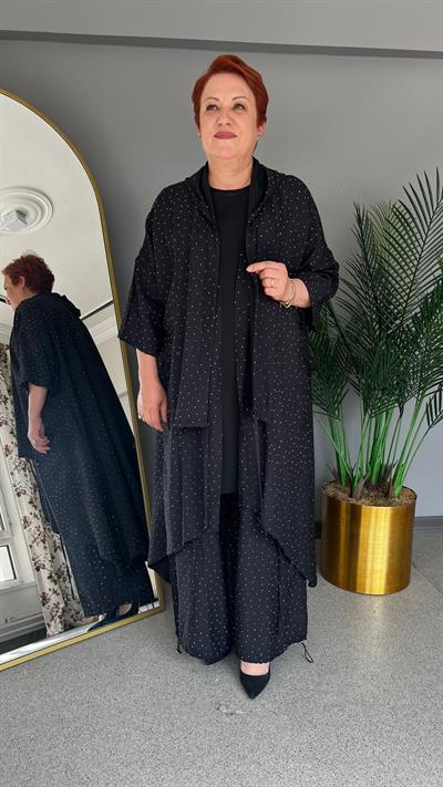 Selma Büyük Beden Yapıştırma Taş Detaylı Takım