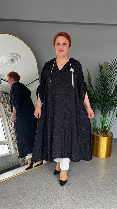 Selma Büyük Beden Yapıştırma Taş Detaylı Tunik/Elbise