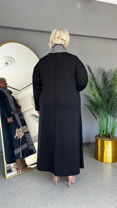 Selma Büyük Beden Yaprak Desen Baskılı Elbise