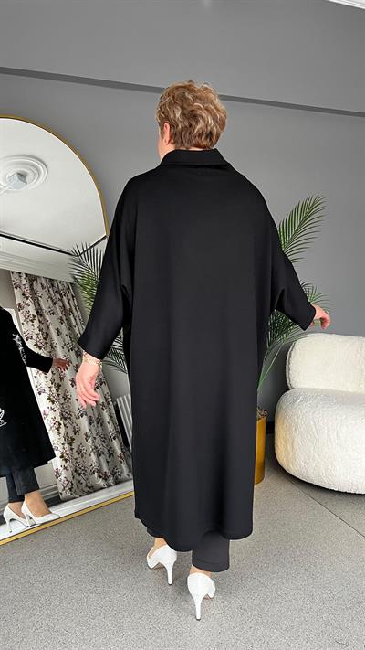 Selma Büyük Beden Yaprak Desen İşlemeli Elbise