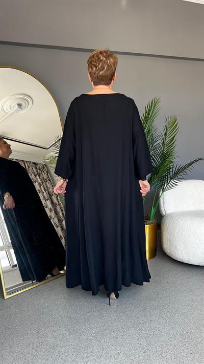 Selma Büyük Beden Yaprak Desenli Elbise