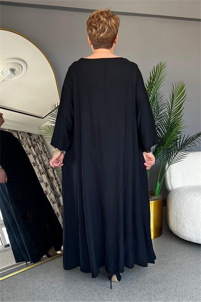 Selma Büyük Beden Yaprak Desenli Elbise
