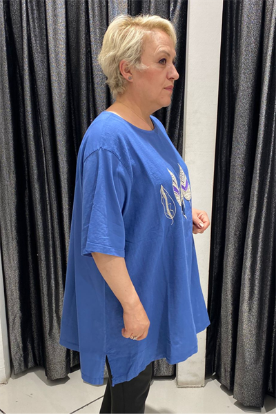 Selma Büyük Beden Yaprak Desenli T-Shirt