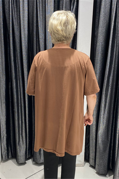 Selma Büyük Beden Yaprak Desenli T-Shirt