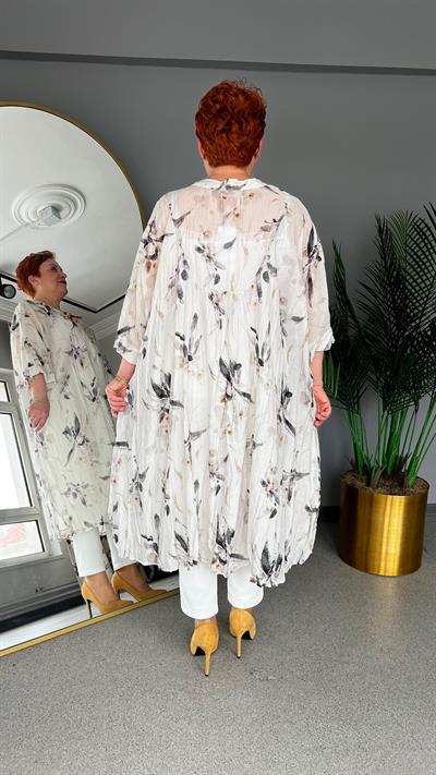 Selma Büyük Beden Yaprak Desenli Tasarım Tunik