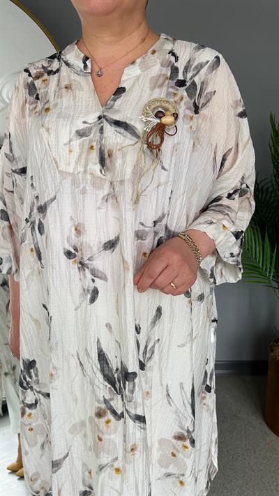 Selma Büyük Beden Yaprak Desenli Tasarım Tunik